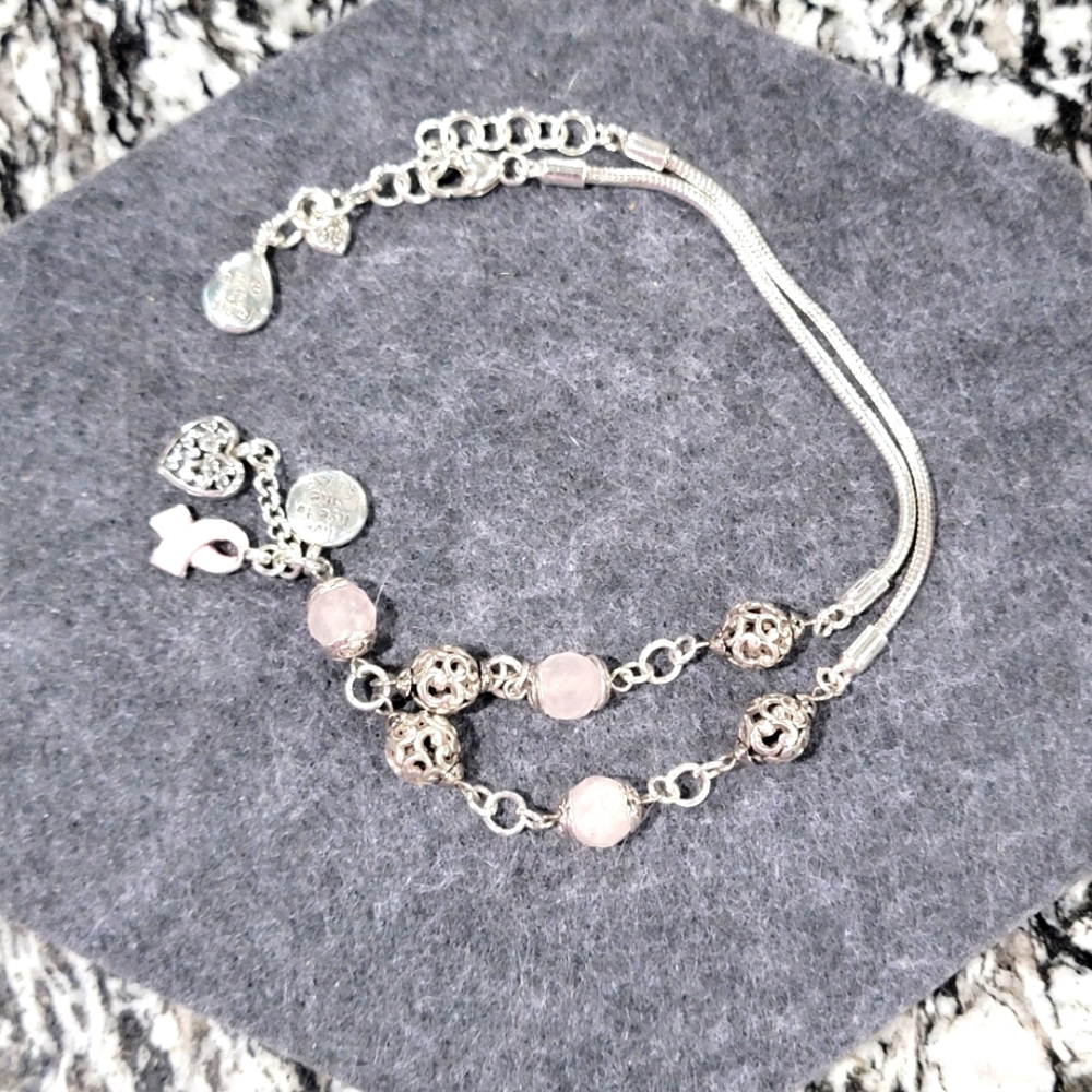 RETIRED BRIGHTON RARE POWER PINK BREAST CANCER AWARENESS CHARM NECKLACE